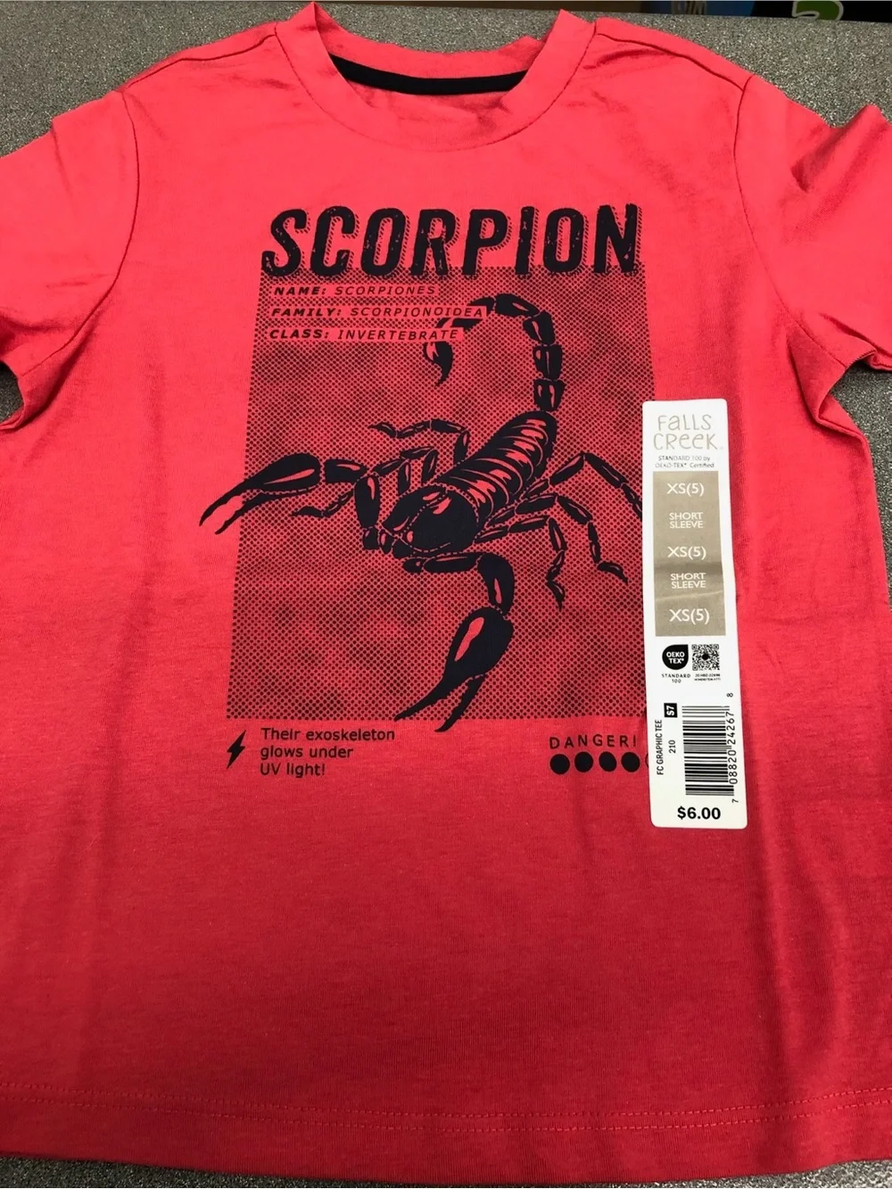 🏀$5🏀NEW FALLS CREEK Short Sleeve Shirt Scorpion Red Size Various Boy’s